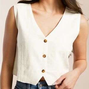 Z Supply Ivory V-Neck Linen Vest